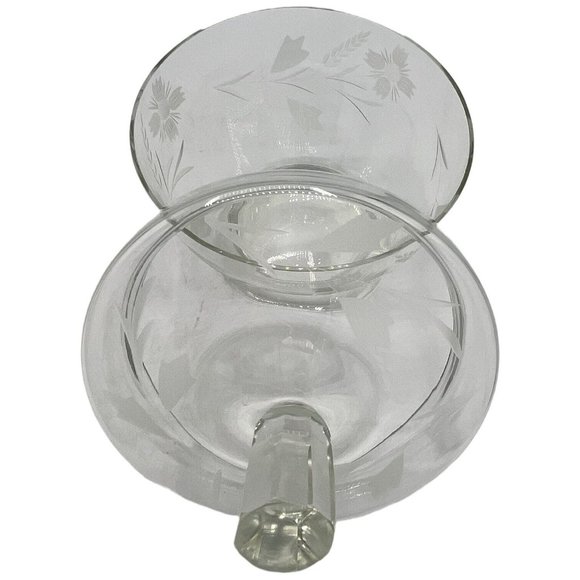 Vintage Engraved Floral Crystal Candy Dish with Lid Clear Glass READ - Picture 13 of 14